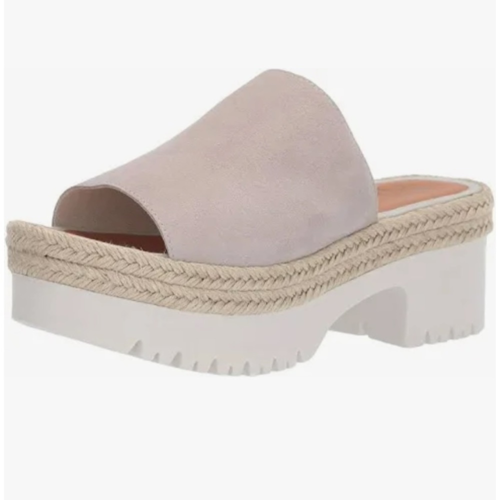 Aquatalia Whitney Womens Weatherproof Slides Stone Suede Jute Rubber Size 10